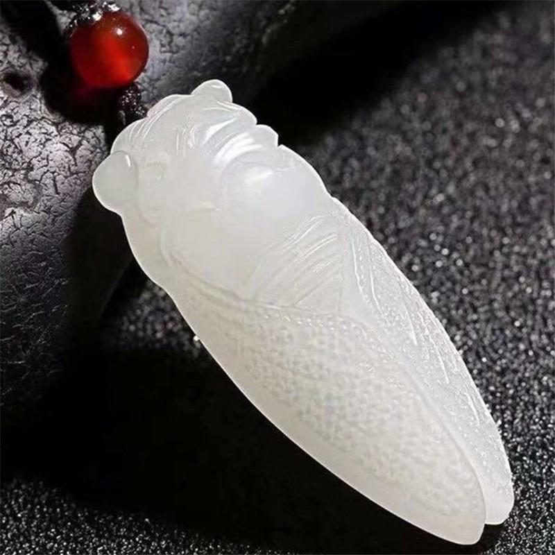 Afghan Jade Cicada Unisex White Jade Pendant