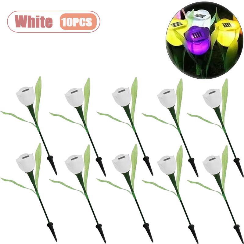 1-10PCS Solar Tulip Light Auto on At Dusk Waterproof Outdoor Garden Patio Decorative Night Lamp for Landscape Pathway Lawn
