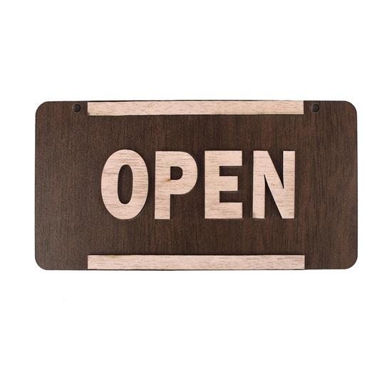 Wooden open/Close Sign Board Office Company Shops Mall Restaurant Bank Signage Business (WOODEN)