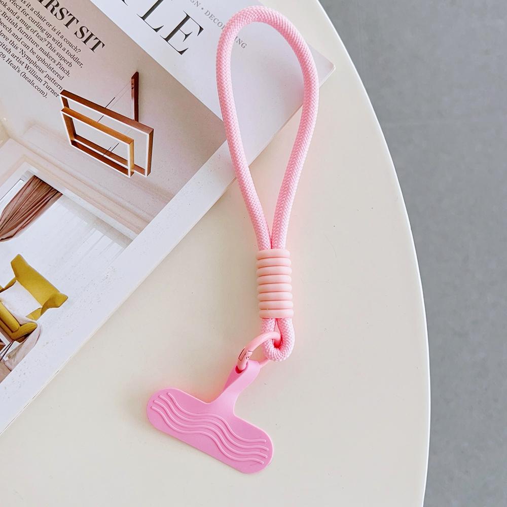 Universal Braided Short Mobile Phone Lanyard Strap Hanging Chain Ring Silicone Cord with Patch Wrist Strap Cell Phone Detachable