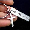 Temu Hot-Selling Engraved Cross Keychain & Backpack Pendant with 'Let God Lead' Message
