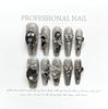 Handmade Punk Black Chain Tassel Press On Nails With Glitter Diamond Bowknot Butterfly Y2K False Nail Tips