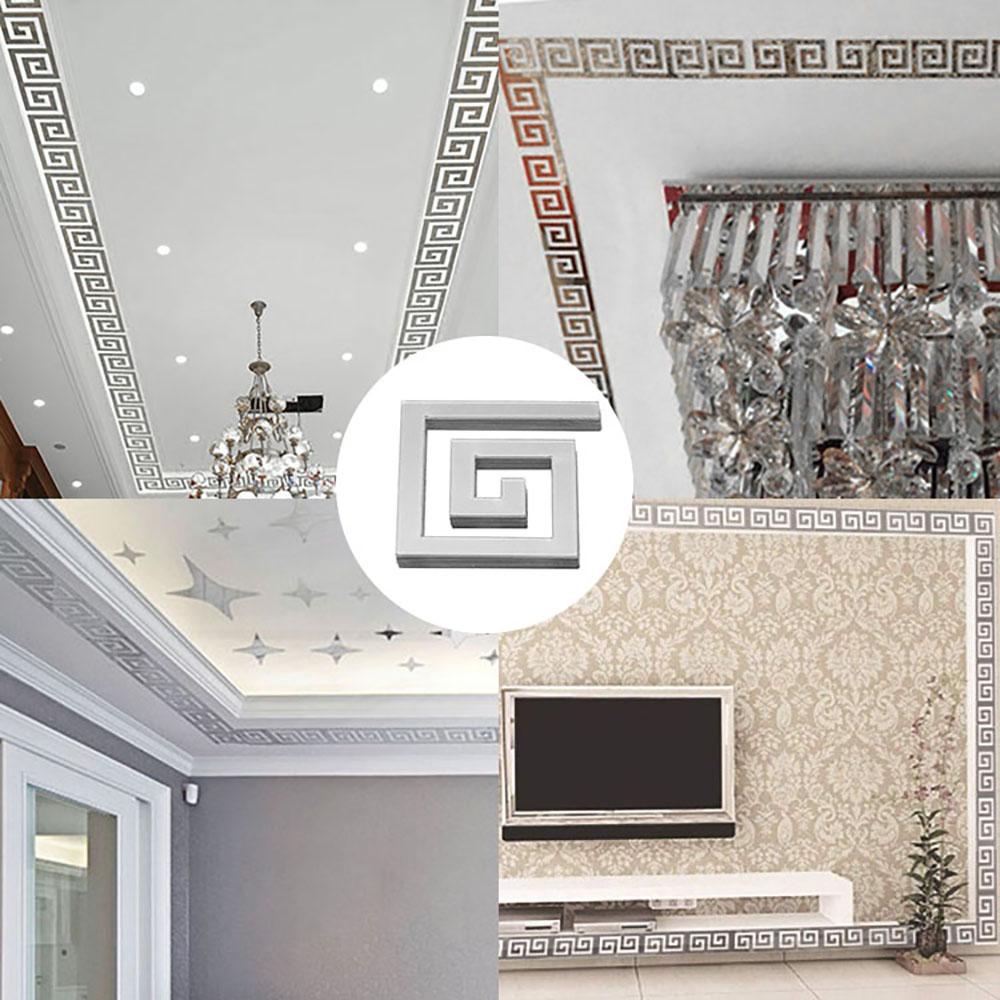 Self Adhesive Waist Line 3D Mirror Sticker 10x10cm DIY Wall Stickers for Living Room Ceiling Edge Strip Corner Line Wall Decor