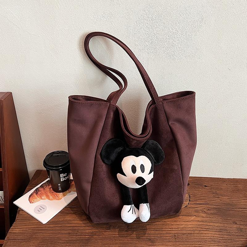 Suede Doll Tote Bag Large Capacity Shoulder Bag Female Doll Commuter Fashion Casual Underarm Bag