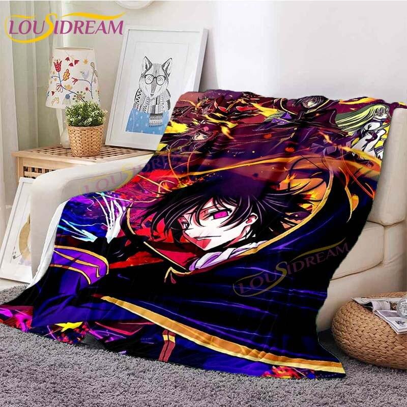 Classic Anime Blanket Code Geass Flannel Throw Blanket Lelouch Chair Sofa Lazy Blankets Cartoon Blankets for Home Bedroom Travel