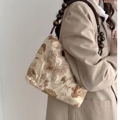 1pcs Jacquard Fabric Shoulder Bag Women's Underarm Handbag Women's Tote Bag Suitable for Daily Outings