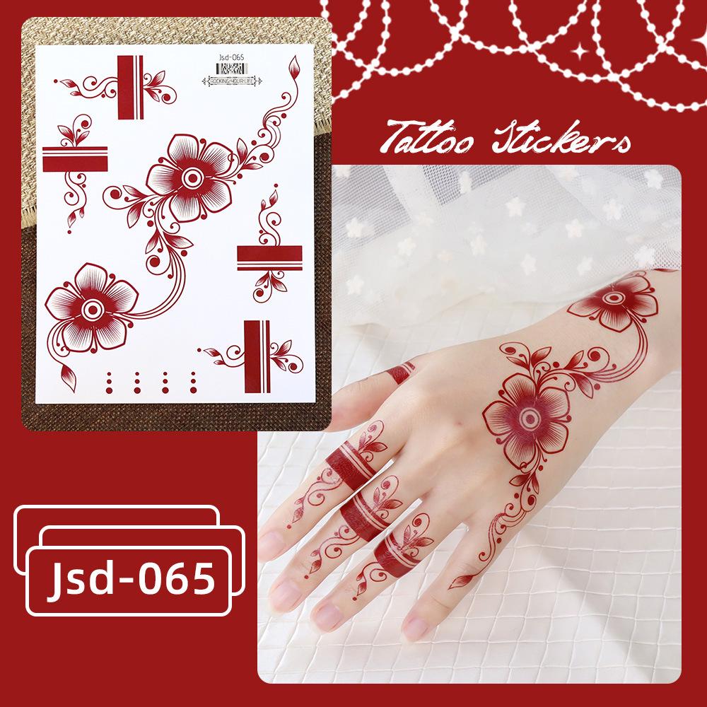Whitening Red Henna Lace Mandala Flower Waterproof Temporary Tattoo Stickers for Women