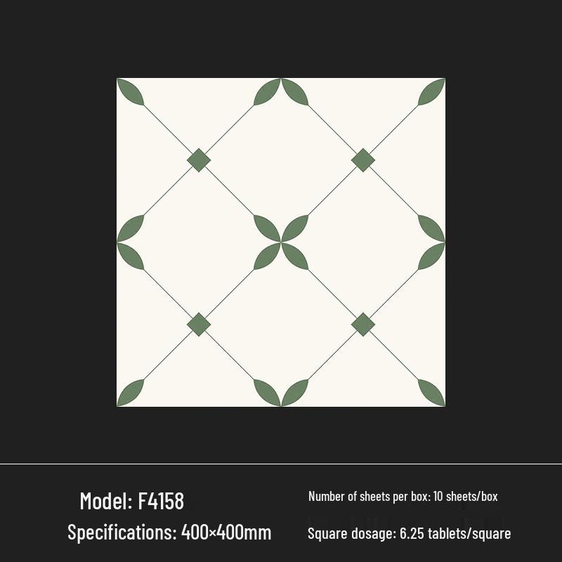 400x400 Zelená francouzská retro dlaždice s malým květinovým vzorem pro kuchyň, koupelnu, balkon a podlahu