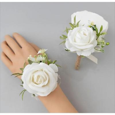 1pc Wedding Simulation Flower Chest Flower Groom Bride Wrist Flower Set Ball Couple Accessories Dinner Party Artificial Flowers