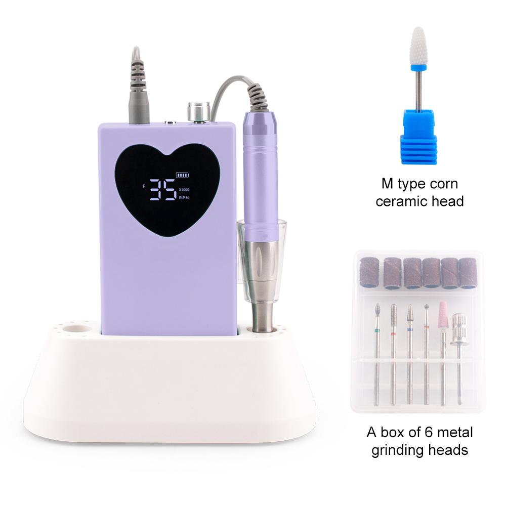 

BEPAN Coreless Heart Nail Drill Rechargeable 35000RPM Manicure Machine Nail File Pedicure Cordless Drilling Ultra-thin Base UK