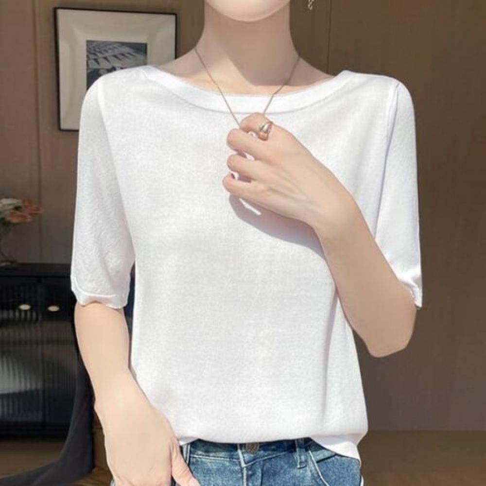 Navava 5 Sleeve KniT T Round Neck Simple Daily Nk2910