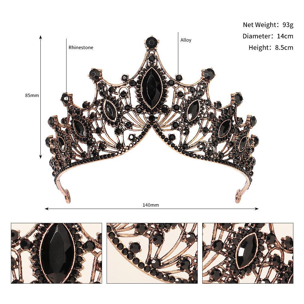 European and American Wedding Headwear Baroque Retro Large Crown Prom Party Hair Accessories New Luxury Rhinestone Bridal Crown