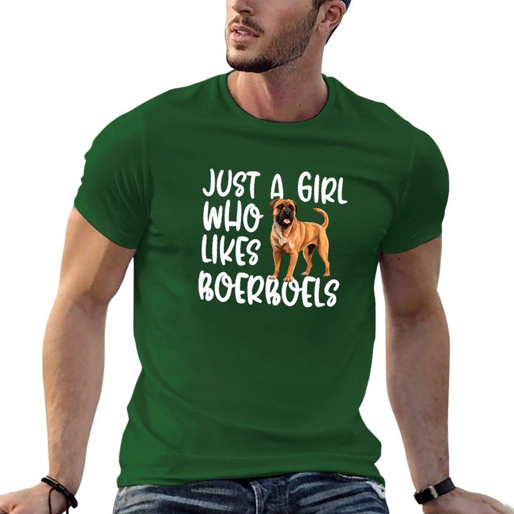 Just A Girl Who Likes Boerboels T-Shirt Vintage Clothes Shirts Graphic Tee Oversized T Shirt Tees T Shirt Men