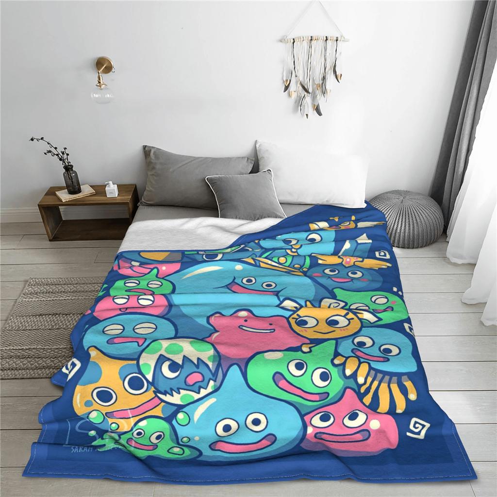 D-Dragon Quest Slime Plush Blankets Kids  Flannel Throw Blanket For Couch Chair Sofa Bed Warm Custom Quality Bedspread Gift Idea