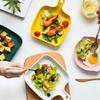 Nordic Matte Square Ceramic Baking Tray Domestic Baked Rice Bowl Microwave Oven Baking Dish Tableware Dinner Plate