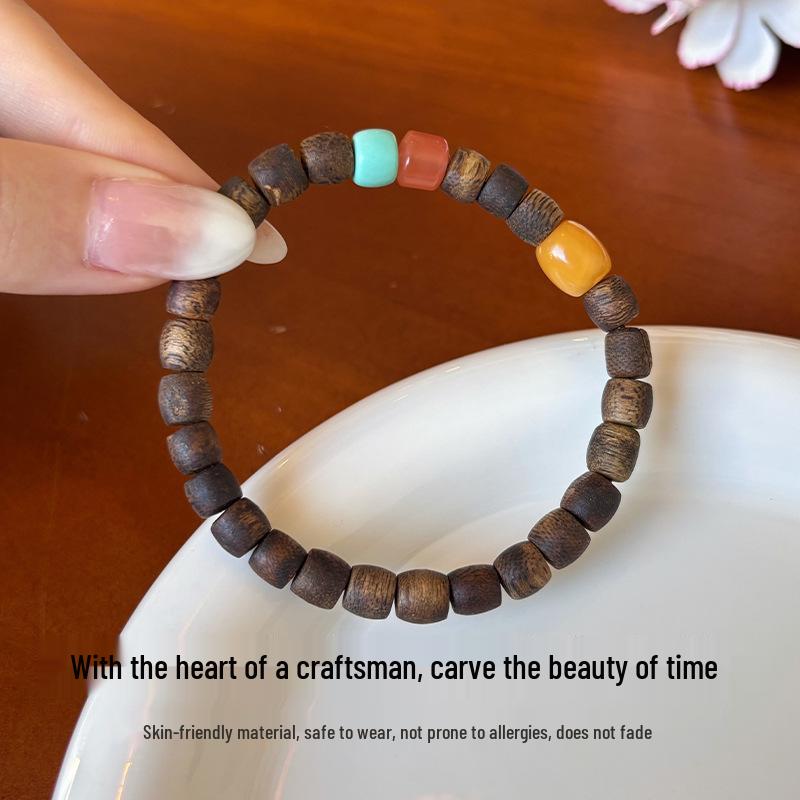 Natural Hainan Agarwood & South Red Turquoise Amber Bracelet with Style Customization Available