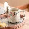 Hand-painted Peach Blossom Ceramic Mug with Lid Coffee Milk Water Cup Household Tea Cup Office Drinkware