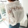Turn-down Collar Cotton White Blouse Shirts Women Embroidery Floral Hollow Out Sexy Female Shirt Tops Loose Casual Blouses 1310