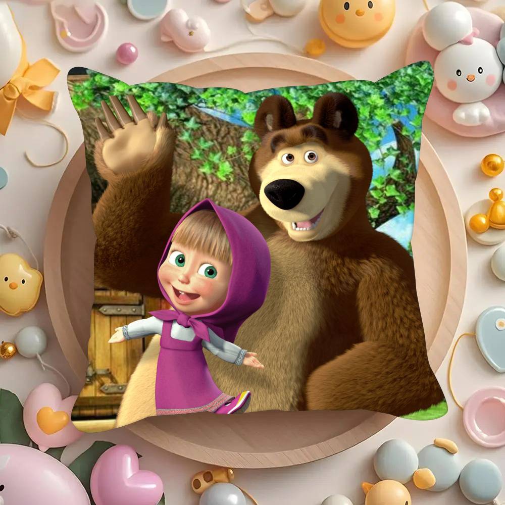 

Милые мультяшные M-Маша и Медведь-S Наволочки чехлы для подушек гостиные диваны декор дома подарки 12x12Inch