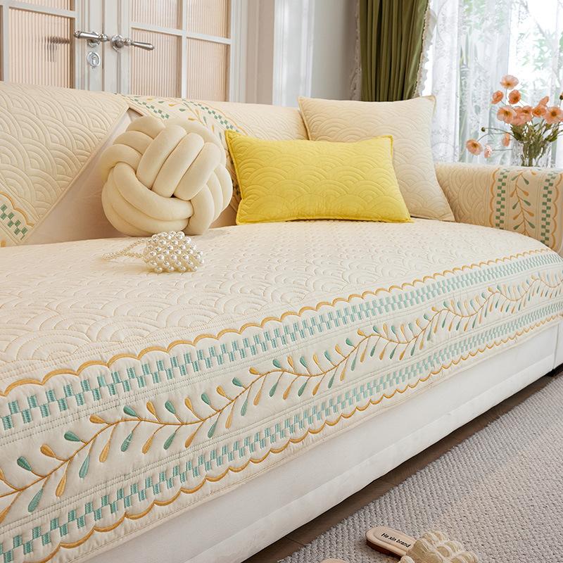 Sofa Cover Sofa Cushion Four Seasons Universal Non-Slip High-Grade Straight Cream Style Cushion Cover Cloth