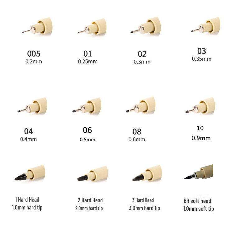 

Водонепроникний набір ручок-голочок для ескізів для мистецтва та дизайну коміксів BR - 1 piece чорний