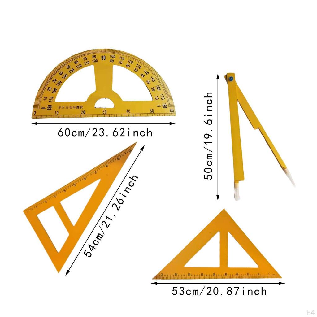 Sada 4 ks geometrie pro tabuli, matematické nástroje, pravítko a kružítko pro použití v technických školách