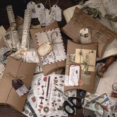 Retro Old Pages Old Collection DIY Paper Sticker Scrapbook Supplies 30 Pieces Art Material Pack for Journal Planner Diary Notebook Collage Album