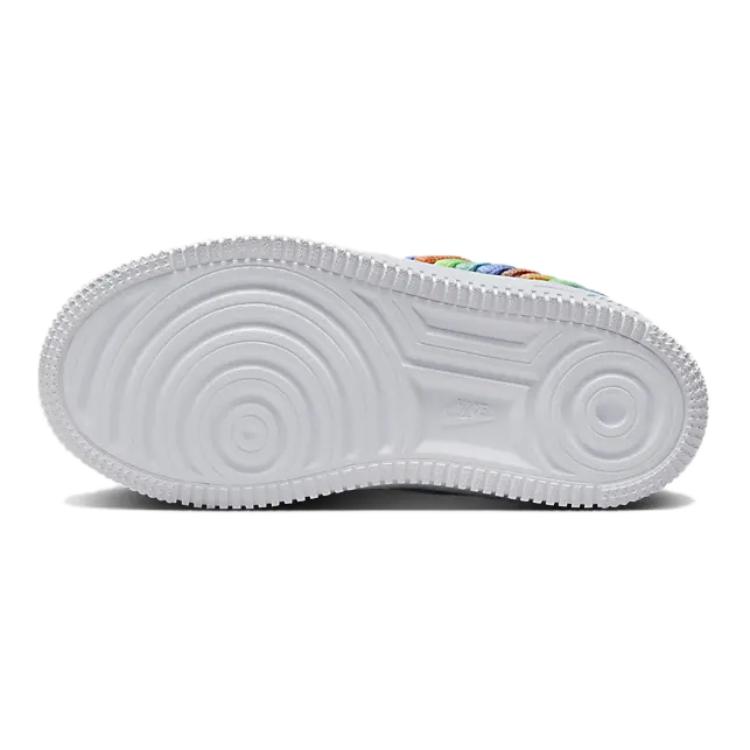 Nike Force 1 Low LV8 EasyOn PS Rainbow Lace Swoosh Kids Sneakers White Terra-Blush Vapor-Green FN4890-100