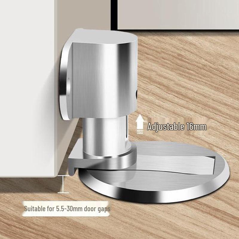 Zinc Alloy Magnetic Rotating Door Stop - Silent, Adjustable, Punch-Free, Anti-Collision.