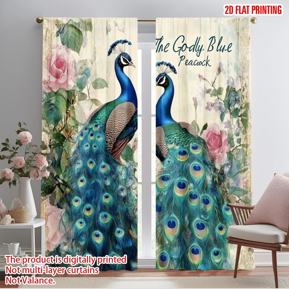 

2pcs,2D plane printing Minimalist Curtains Majestic Peacocks (2) Polyester (without rod) Gifts Use for Bedroom, Living Room, 52.50×116.00 CM 2pcs
