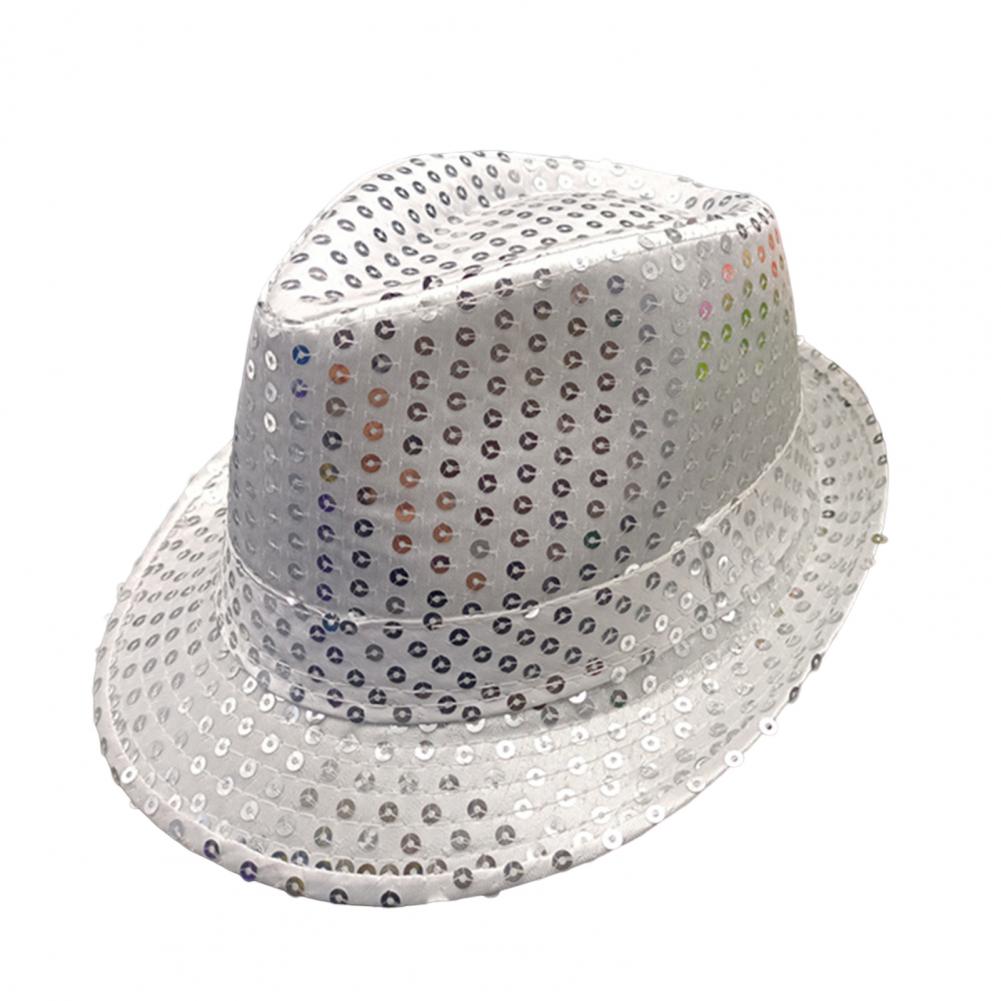 Shining Short Brim Hemming Jazz Hat Adult Kids Sequins Decorated Stage Show Hat Party Supplies
