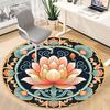 1pc Lotus Mandala Office Round Area Rug, Indoor Mat Suitable For Office, Under Office Chairs Bedroom Living Room Home Decor, Room Deco
