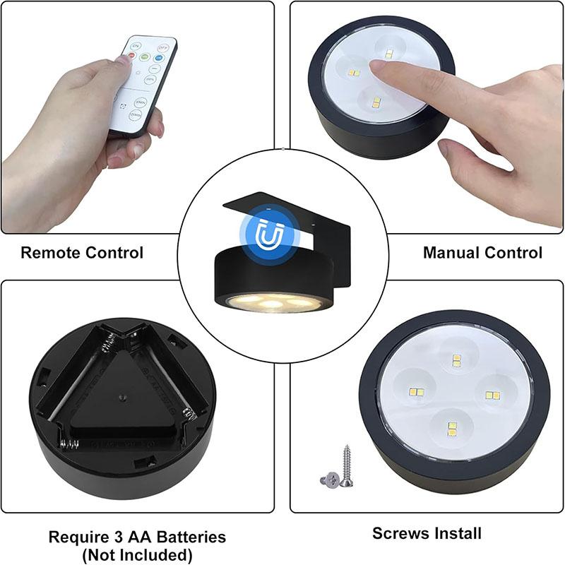 Magnetic Battery Operated LED Picture Light With Remote Dimmable Timer 3 Modes Art Display Lamp Black