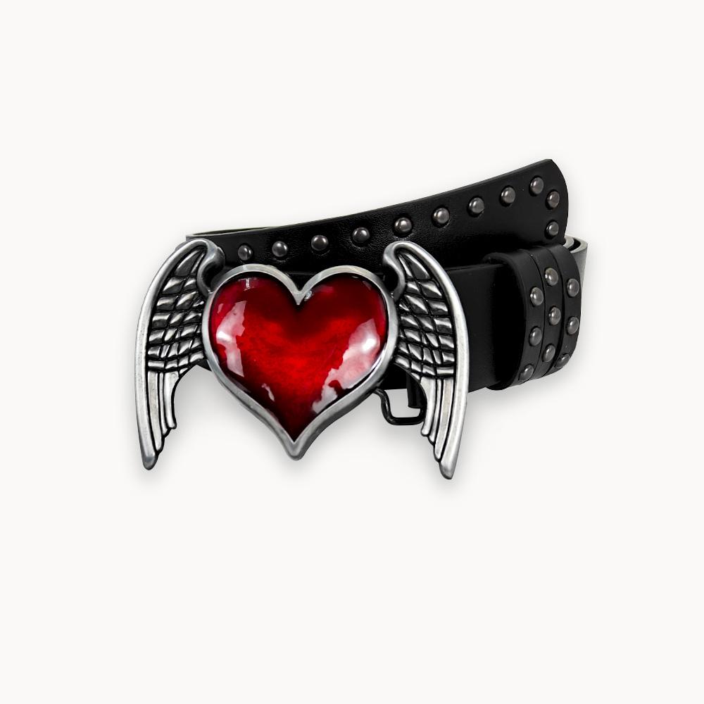 Unisex Jeansgürtel Schwert Rotes Herz Gothic Mode Gürtel Für Frauen Designer Luxus Schwarzer Nieten Punk Accessoire Herren Gürtel Männlich