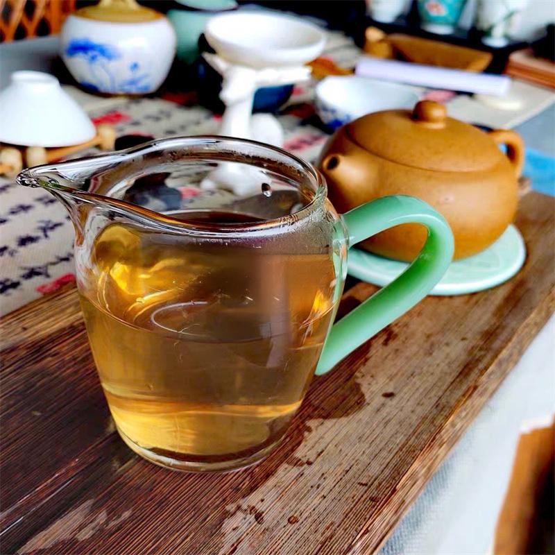 Imitation Jade Handle Heat Resisting Glass Tea Pitcher Glass Tea Pot Fair Cup Cha Hai Chinese Kung Fu Tea Set Coffee Pot