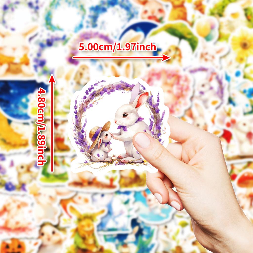 50 Ins Xiaoqing Xinfeng Hand-Painted Cute Bunny Stickers Warm Atmosphere Graffiti Stickers