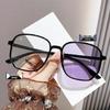 Photosensitive Color-Changing Large Frame Retro Myopia Glasses with Anti-Blue Light for Students