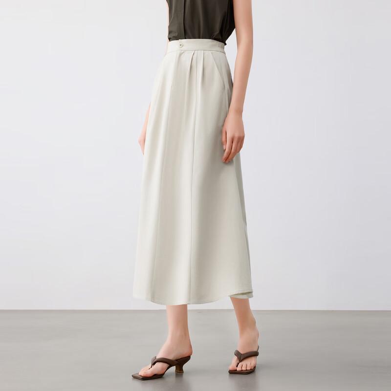 Elva' Island Women's High-Waist A-Line Midi Skirt