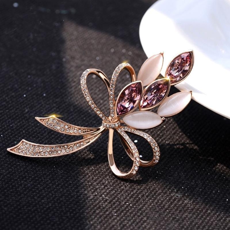 Simple Crystal Brooch Women'S High-End Luxury Alloy Brooch Accessories Silk Scarf Buckle Accessories Women'S Brooch