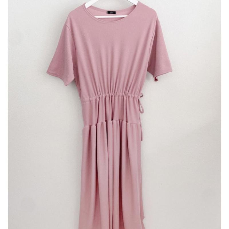 Shop   Women Round String Flare Short Sleeve Dress Beige Ara Wdr 3165