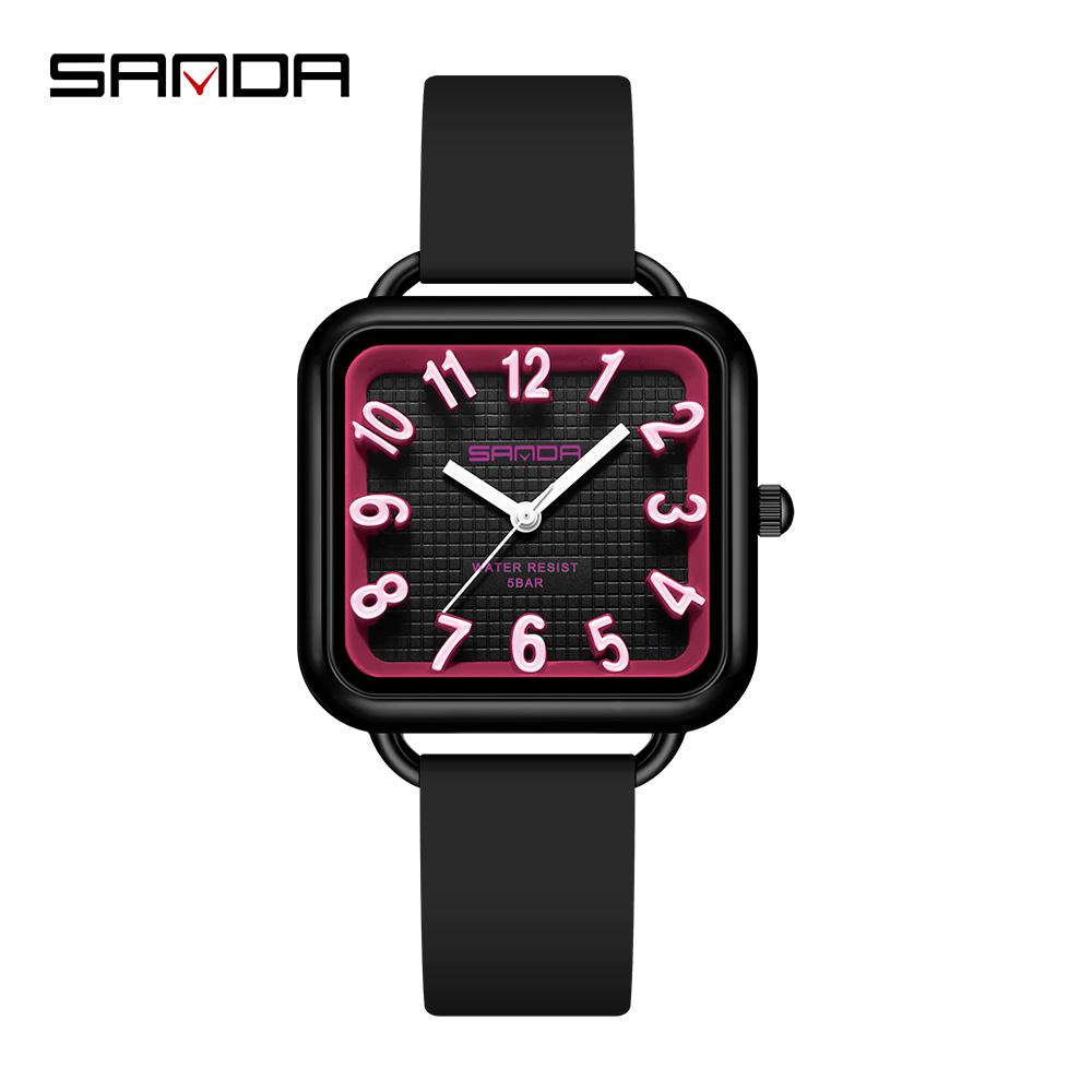 SANDA 3269 Fashion Quartz Watch Girl And Boy 5ATM Waterproof Rectangle Light Trend Student Young Men's Quartz Watch