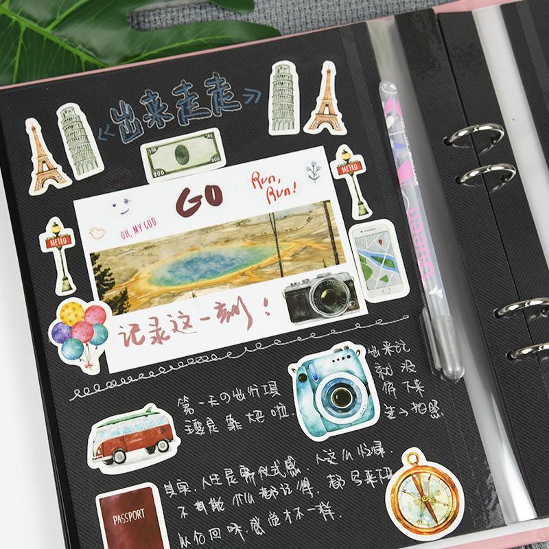 46pcs/box Travel Sticker Diary Adhesive Album Decoration Diy Escolar Stationery Label Stickers Scrapbooking