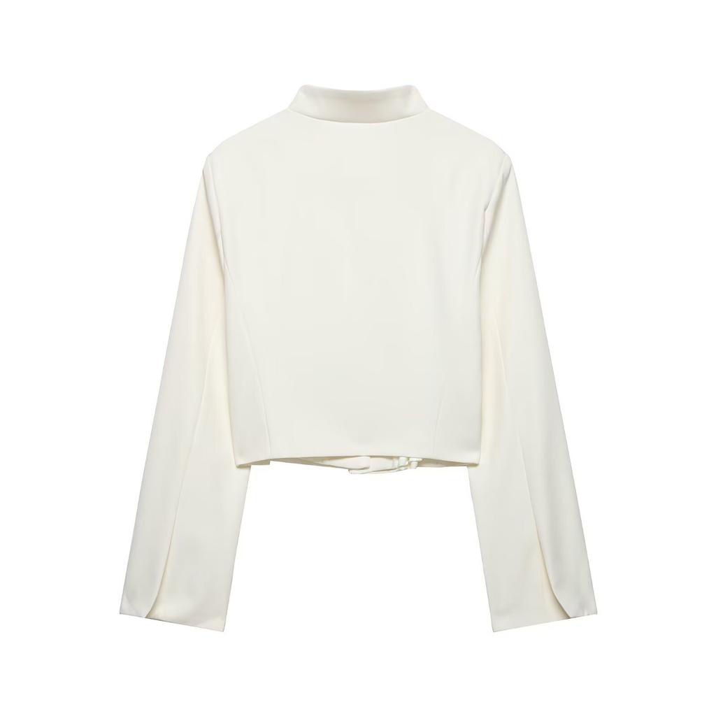 Spring 2026 new European and American cross-border women's clothing fashion short Zhongshan collar long-sleeved blazer w085 353638