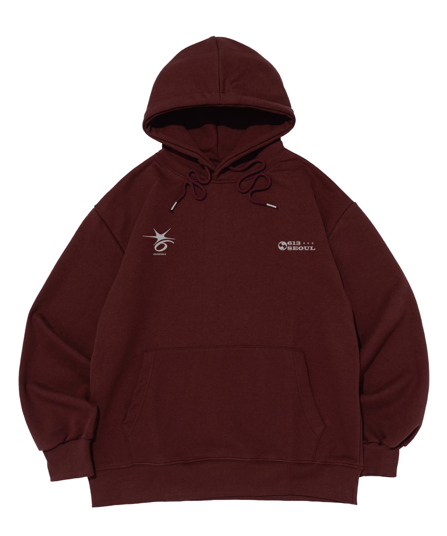 613 Seoul Crack Stitch Point Logo Hoodie (Wine) Xl (No Fleece-Lined)