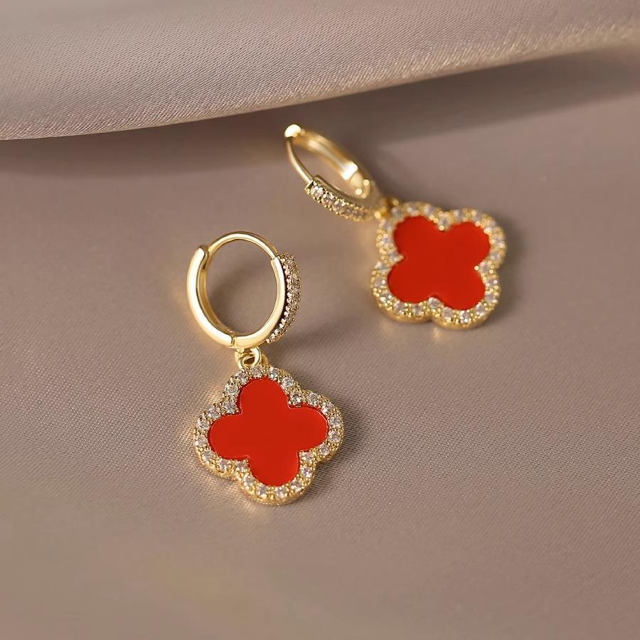 High-End Women's Green Four-Leaf Clover Dangle Earrings - 2025 Trendy Fashion Jewelry