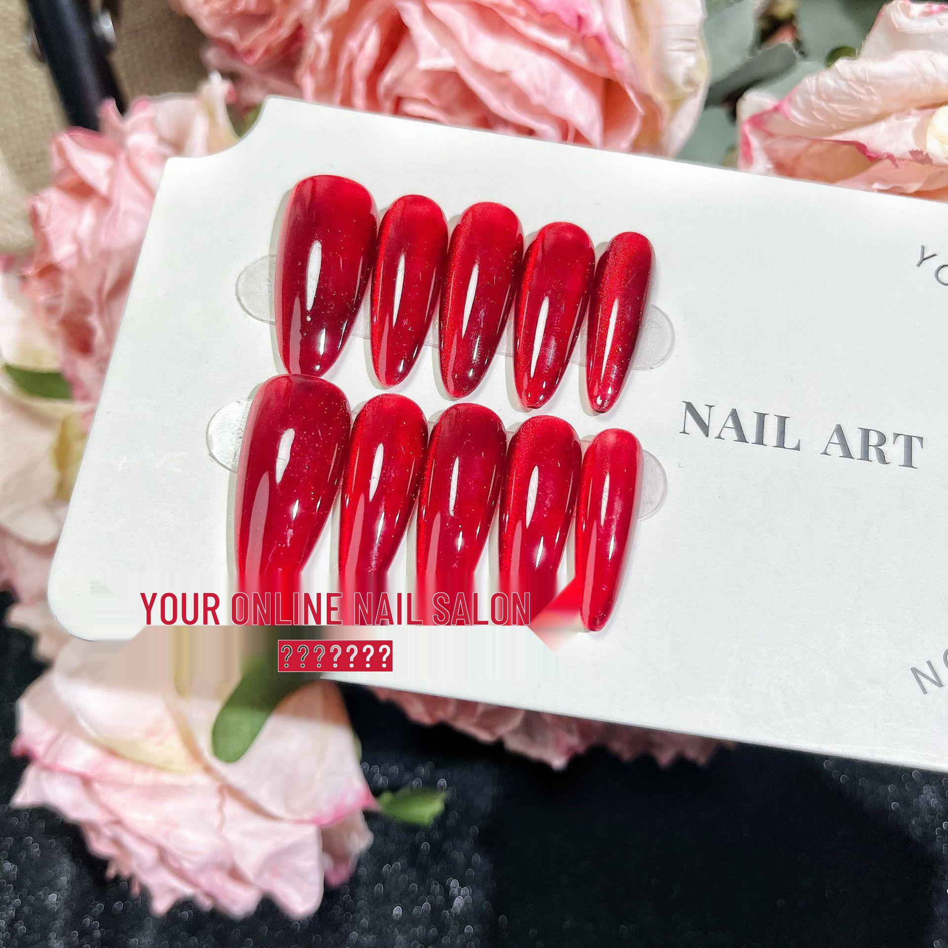 

Бордово-вишневые кошачий глаз средние круглые полуручной работы носимые наклейки для ногтей Small