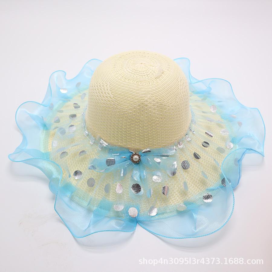 Summer straw hat big brim fashionable flower sweet seaside vacation beach breathable sun protection sun hat women's