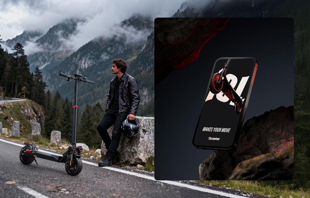 iScooter iX4 electric scooters powerful 800W LED 10" with app 48V15Ah for 40~45Km Off-road tires for adults 150KG