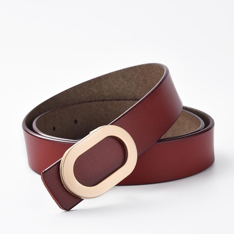 Simple Leather Vintage Belt for Women Casual Simple Versatile Oval Buckle Jeans Accessories Classic Business Belt