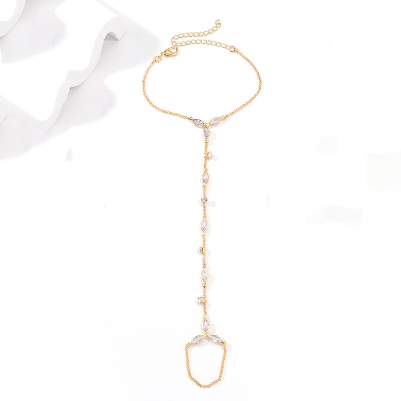 Shiny Zircon Water Droplet Bracelet for Women Premium Stainless Steel Finger Design Jewelry for Christmas Gift